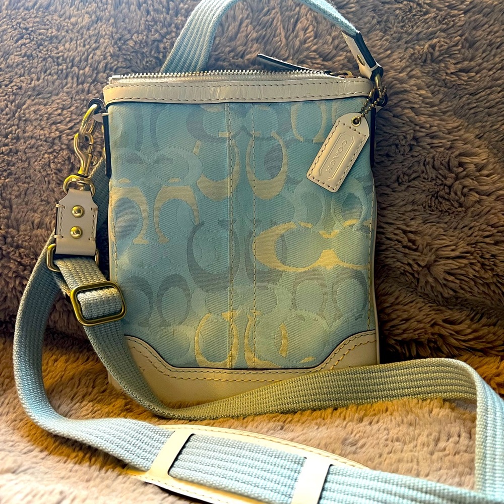 Blue & White Monogram Coach Crossbody Bag